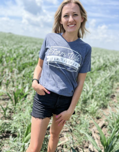 American Farm Company Farm Wife Field Delivery Navy V-Neck Tee posted by ProdOrigin USA in Women's Apparel 
