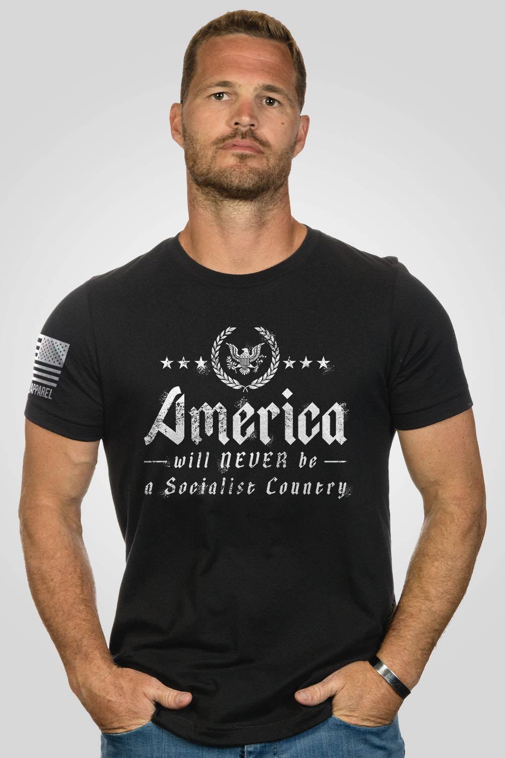 Nine Line Men's T-Shirt - Tig - Never Socialist posted by ProdOrigin USA in Men's Apparel