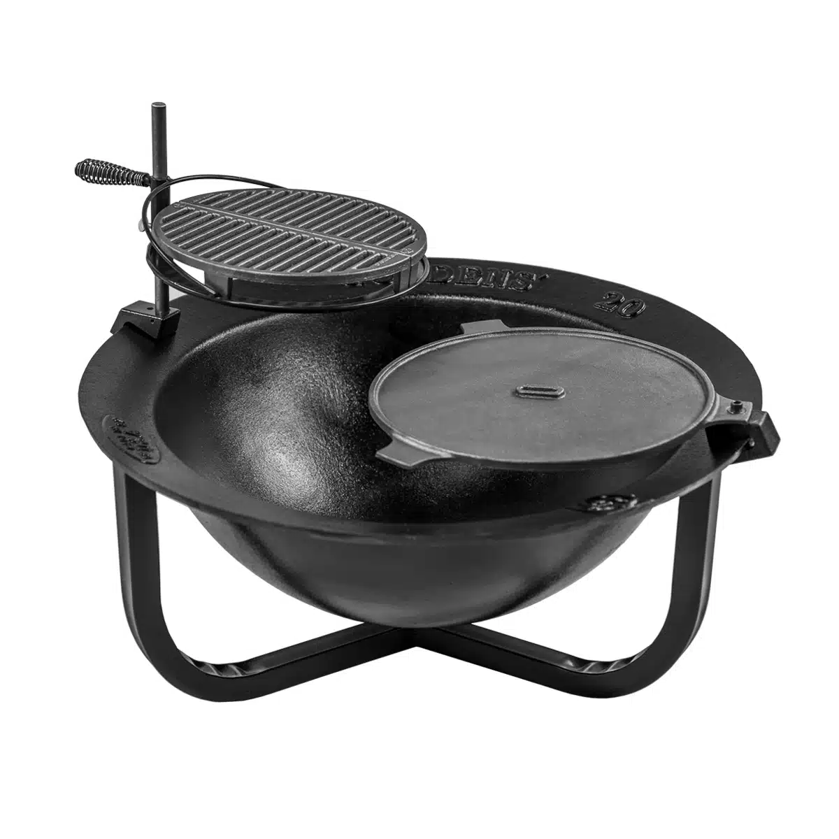 Goldens' Cast Iron 20 Gal Fire Pit w/Cooking System Bundle
