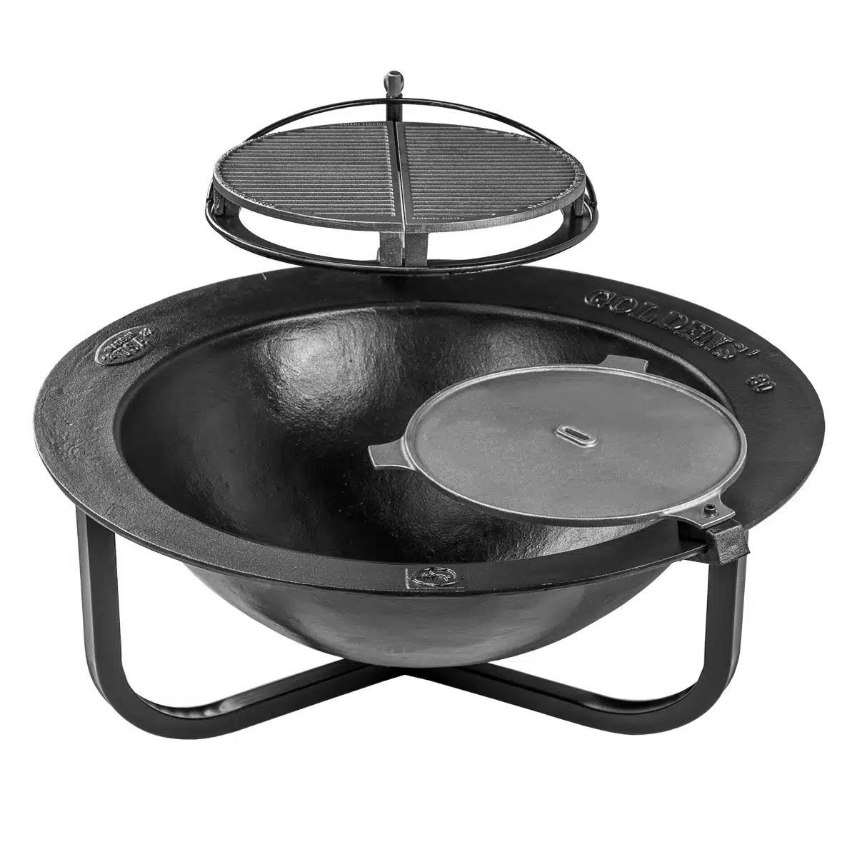 Goldens' Cast Iron 30 Gal Fire Pit w/Cooking System Bundle