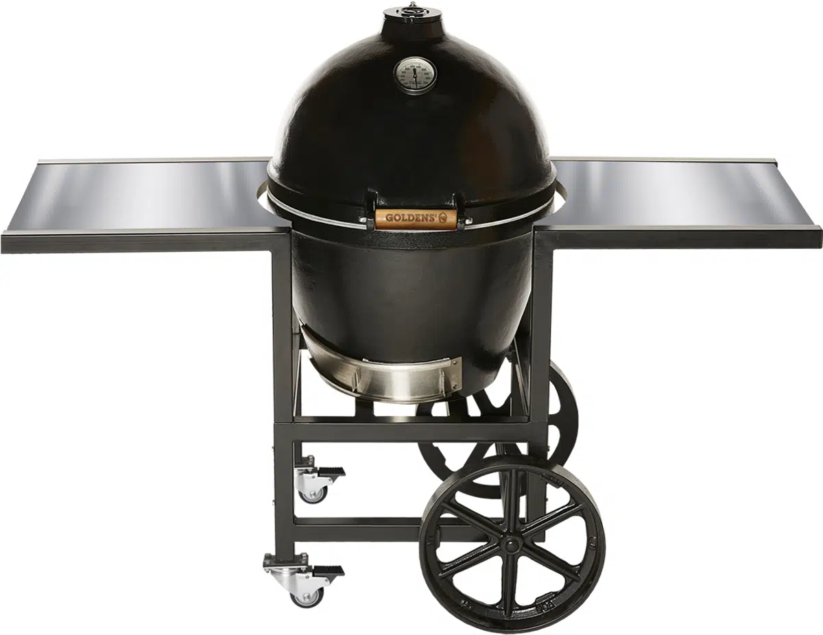 Goldens' Cast Iron Cooker & Cart (20.5″) w/Stainless Steel Tables