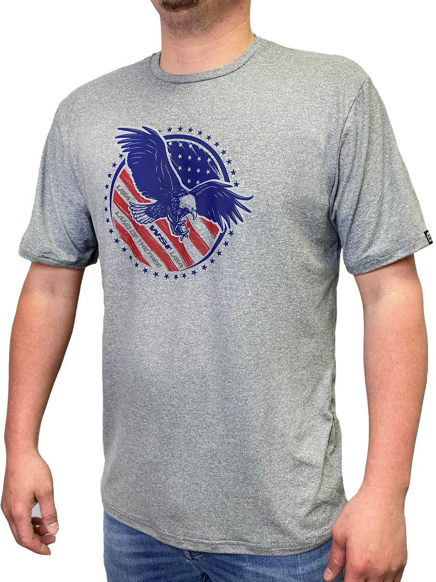WSI Men's LAND OF THE FREE MEN'S SOFTTECH TEE - Grey posted by ProdOrigin USA in Men's Apparel