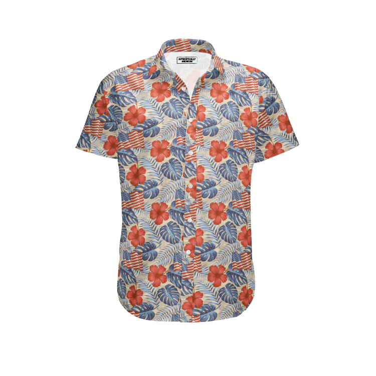 Authentically American 4th of July Hawaiian Shirt posted by ProdOrigin USA in Unisex Apparel