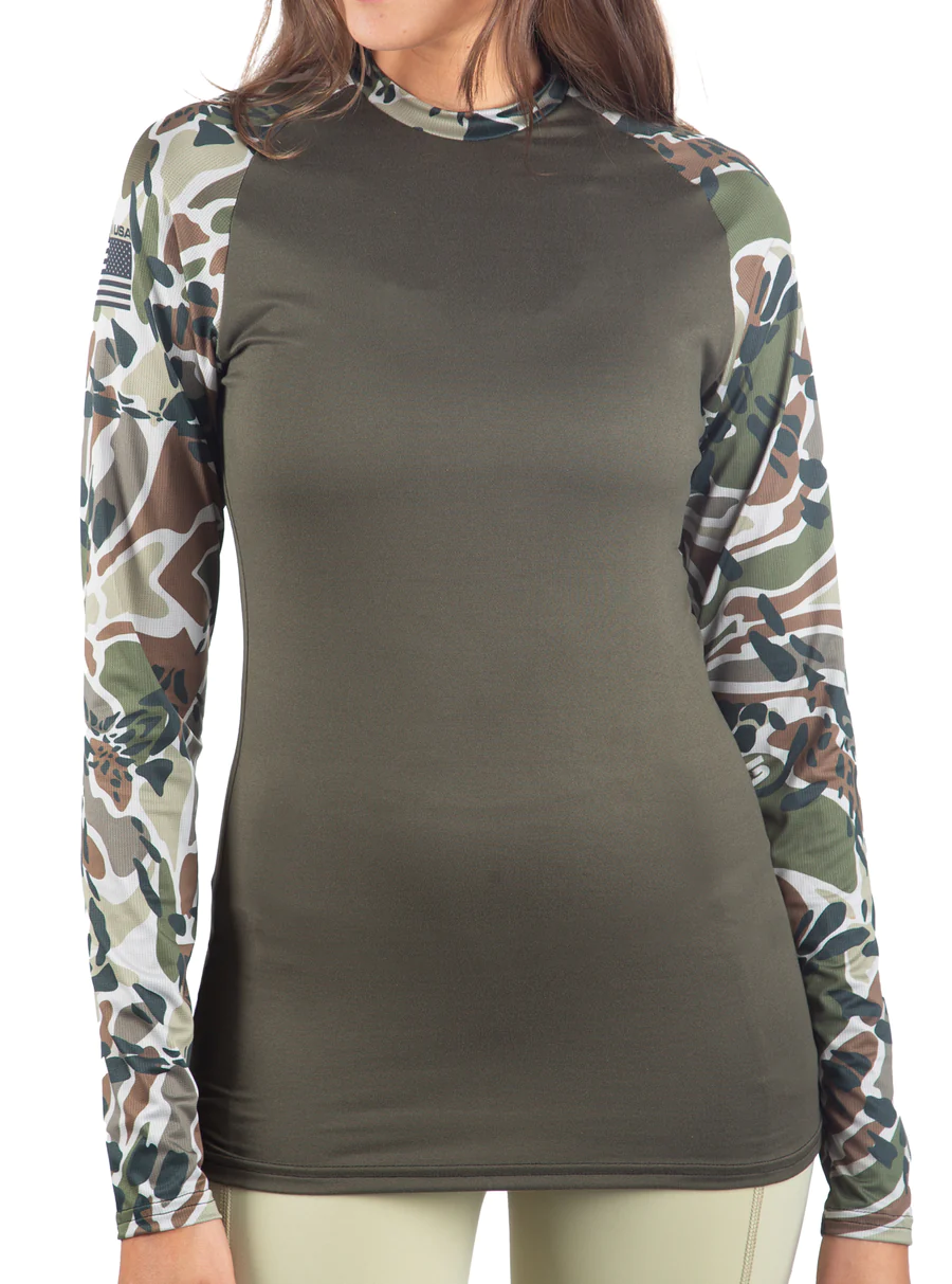 WSI Sports Women's SOFTTECH™ OLIVE PRYM1 OS CAMO MESH LONG SLEEVE posted by ProdOrigin USA in Women's Apparel 