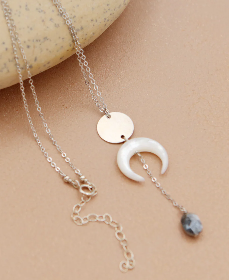 Vera Viva Wax and Wane Moon Necklace with Blue Sapphire posted by ProdOrigin USA in Jewelry
