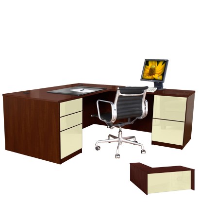 Contempo Space Alexis L Shaped Executive Desk - Full Pedestal Right Return