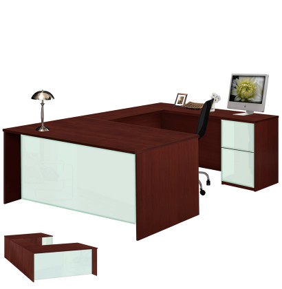 Contempo Space Alexis U Shaped Executive Desk - Full Pedestal Right Bridge