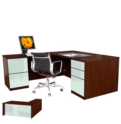 Contempo Space Alexis L Shaped Executive Desk - Full Pedestal Left Return