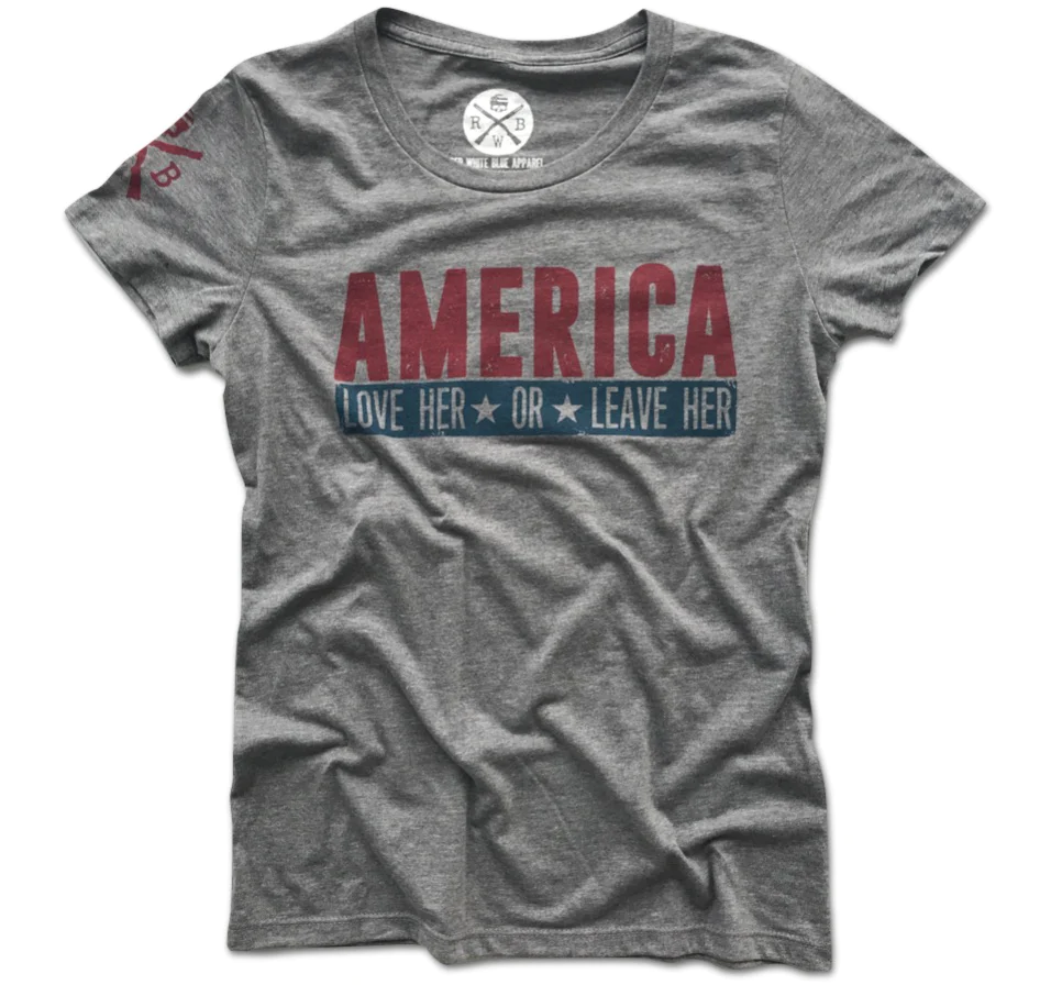 Red White Blue Apparel Women's America Love Her Or Leave Her T-Shirt