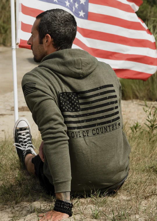 Love of Country Men's TRIBLEND American Flag Zip-Up Sweatshirt