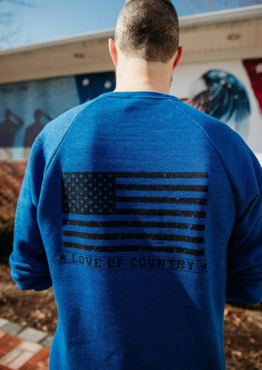 Love of Country Men's American Flag Crew Neck Sweatshirt