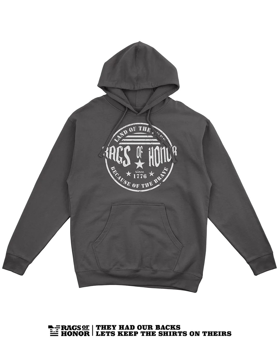 Rags of Honor Land of the Free Because of the Brave Pullover Hoodie (Unisex)
