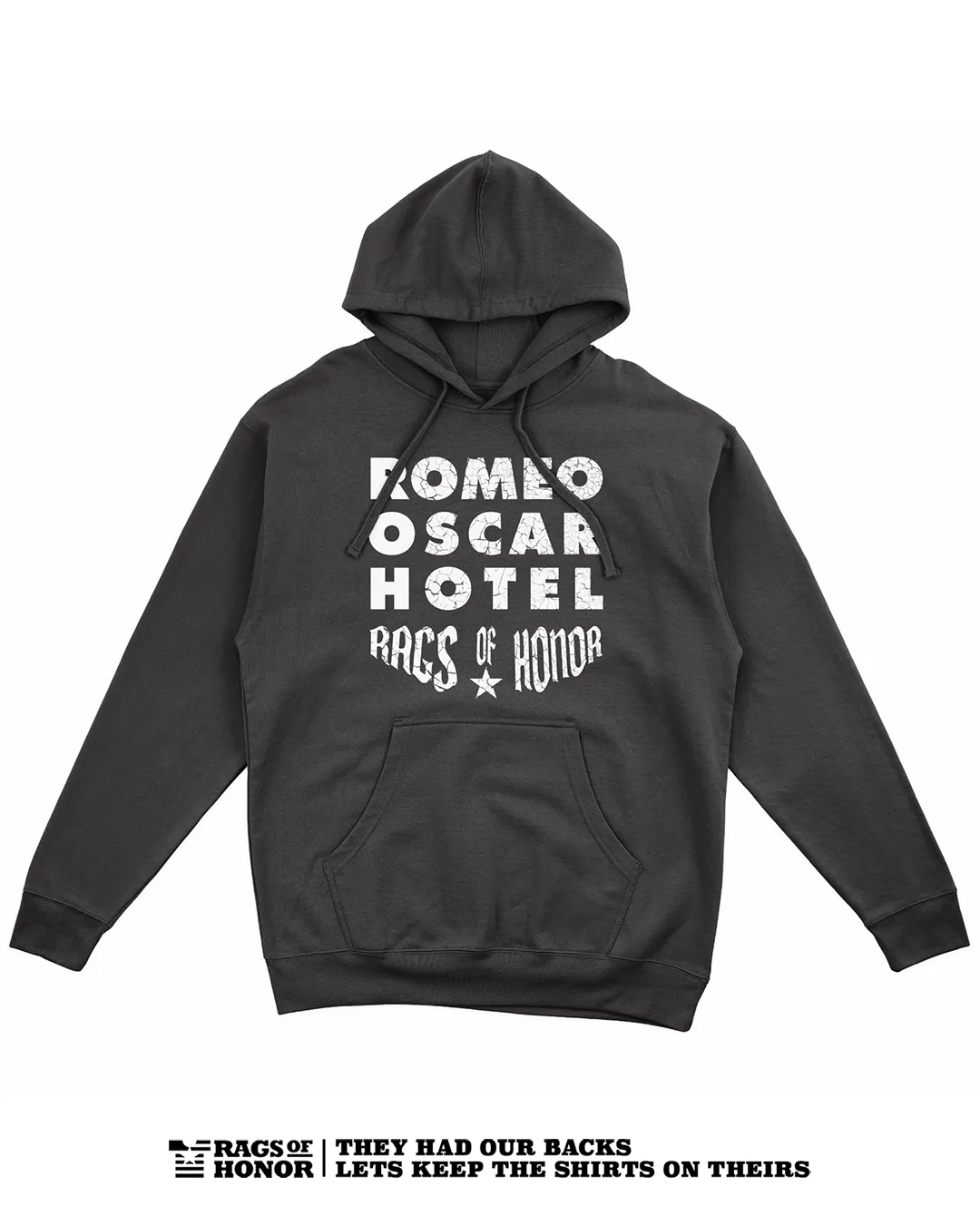 Rags of Honor Romeo Oscar Hotel Pullover Hoodie (Unisex) posted by ProdOrigin USA in Unisex Apparel
