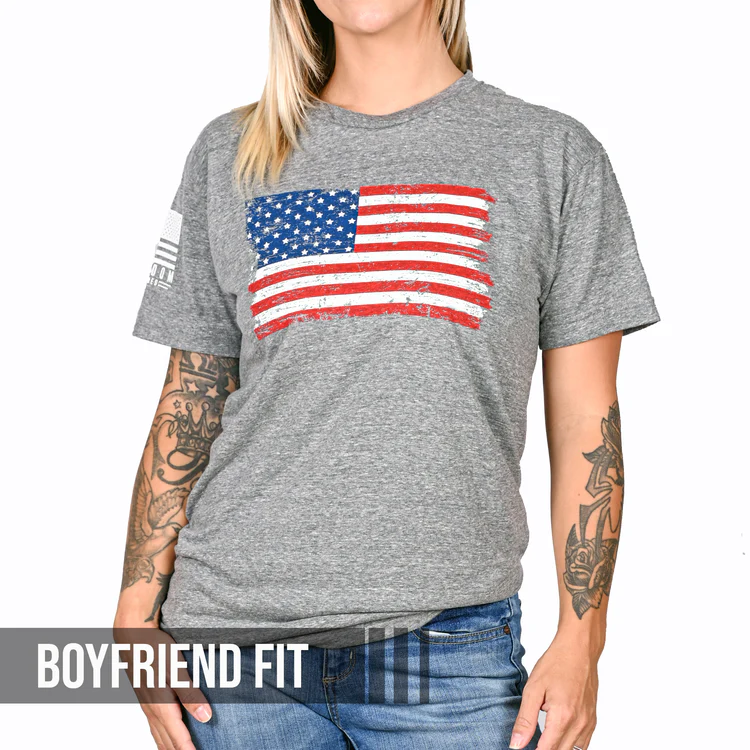 Freedom Fatigues Women's Vintage American Flag Boyfriend Fit T-Shirt