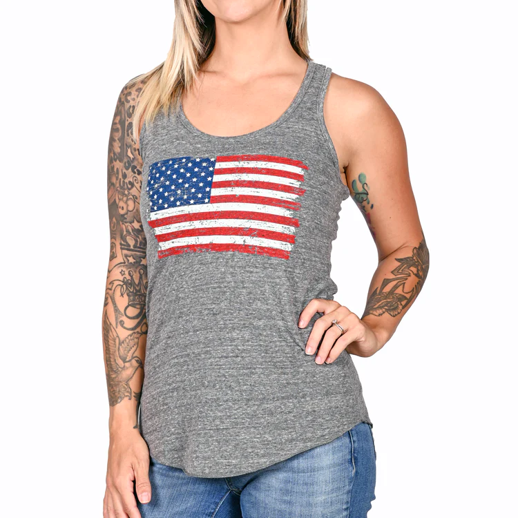 Freedom Fatigues Women's Vintage American Flag Patriotic Tank Top posted by ProdOrigin USA in Women's Apparel 