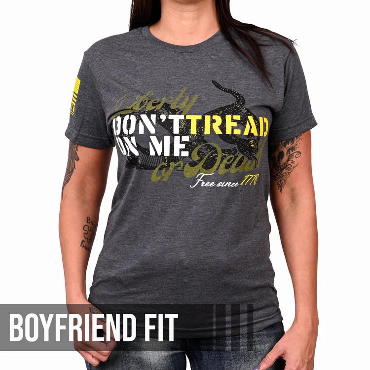 Freedom Fatigues Women's Don't Tread on Me - Liberty or Death Patriotic T-Shirt posted by ProdOrigin USA in Women's Apparel 
