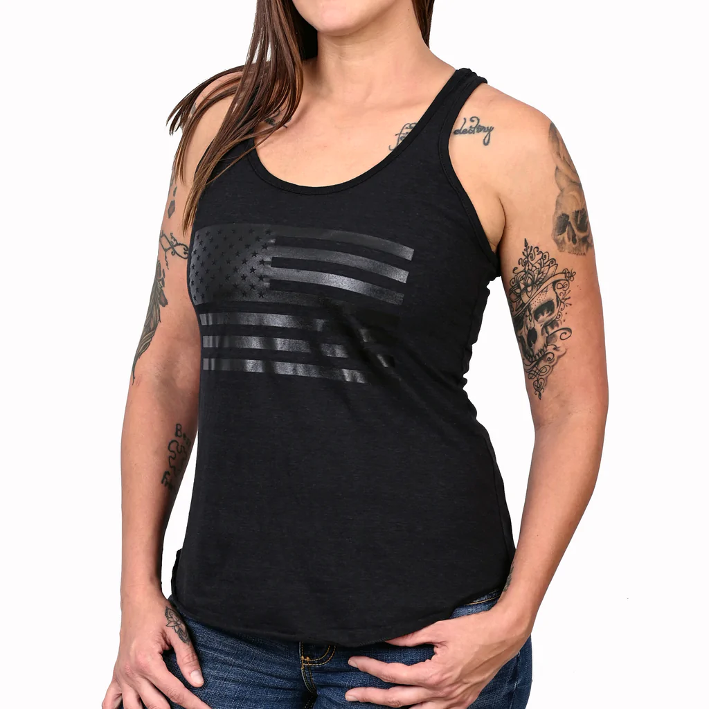 Freedom Fatigues Women's Murdered Out American Flag Tank Top posted by ProdOrigin USA in Women's Apparel 
