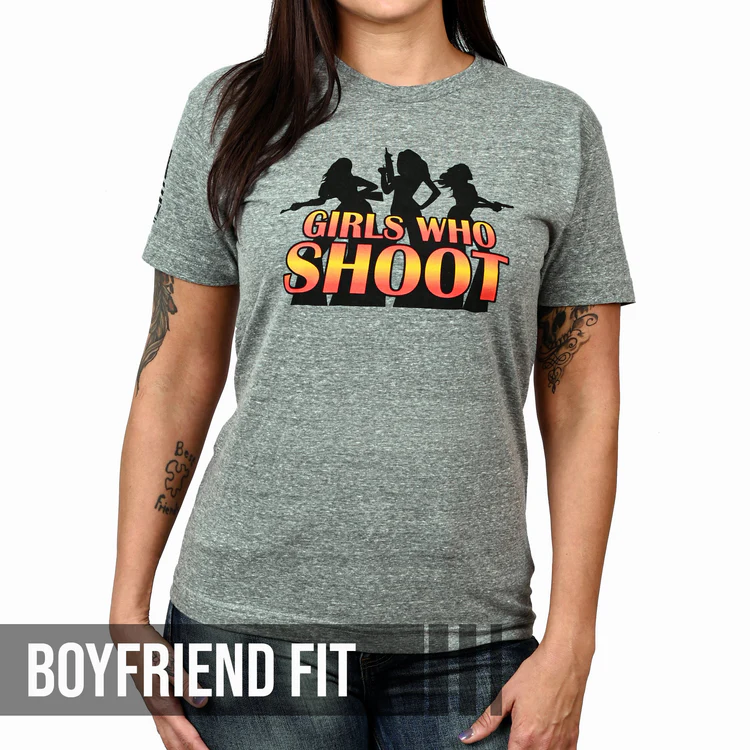 Freedom Fatigues Women's Girls Who Shoot T-Shirt posted by ProdOrigin USA in Women's Apparel 