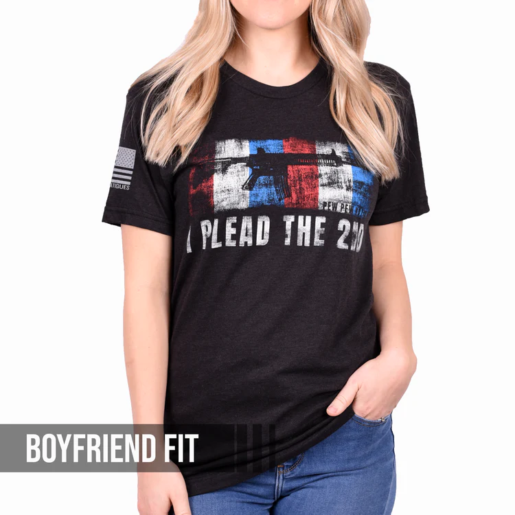 Freedom Fatigues (Designed by Pew Pew Nation) Women's I Plead the 2nd Patriotic T-Shirt posted by ProdOrigin USA in Women's Apparel 