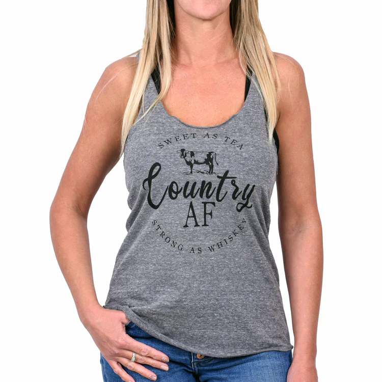 Freedom Fatigues Women's Country AF Racerback Tank Top posted by ProdOrigin USA in Women's Apparel 