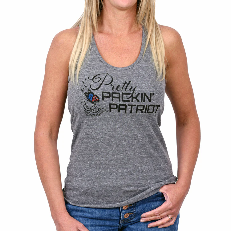 Freedom Fatigues Women's Pretty Packin' Patriot Tank by Pew Pew Nation posted by ProdOrigin USA in Women's Apparel 