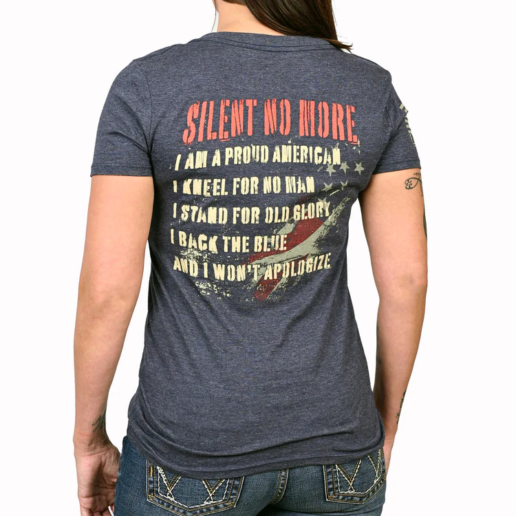 Freedom Fatigues Women's Silent No More V-Neck T-Shirt posted by ProdOrigin USA in Women's Apparel 
