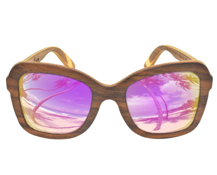 Charlie V ADA Butterfly Sunglasses Wood Frames Sunglasses