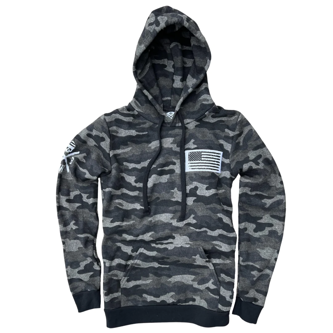 Red White Blue Apparel Men's American Flag Patch Patriotic Pullover Hooded Sweatshirt (Gray Camo) posted by ProdOrigin USA in Men's Apparel