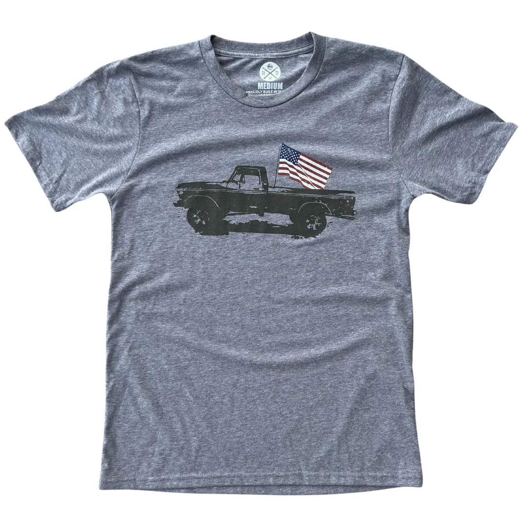Red White Blue Apparel Men's American Flag Pickup Truck T-Shirt 