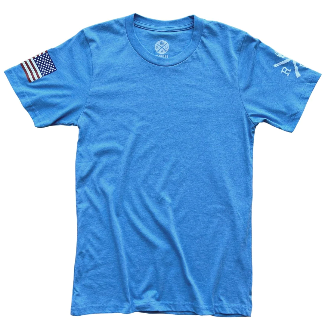Red White Blue Apparel Men's American Flag Patriotic T-Shirt (Light Blue)