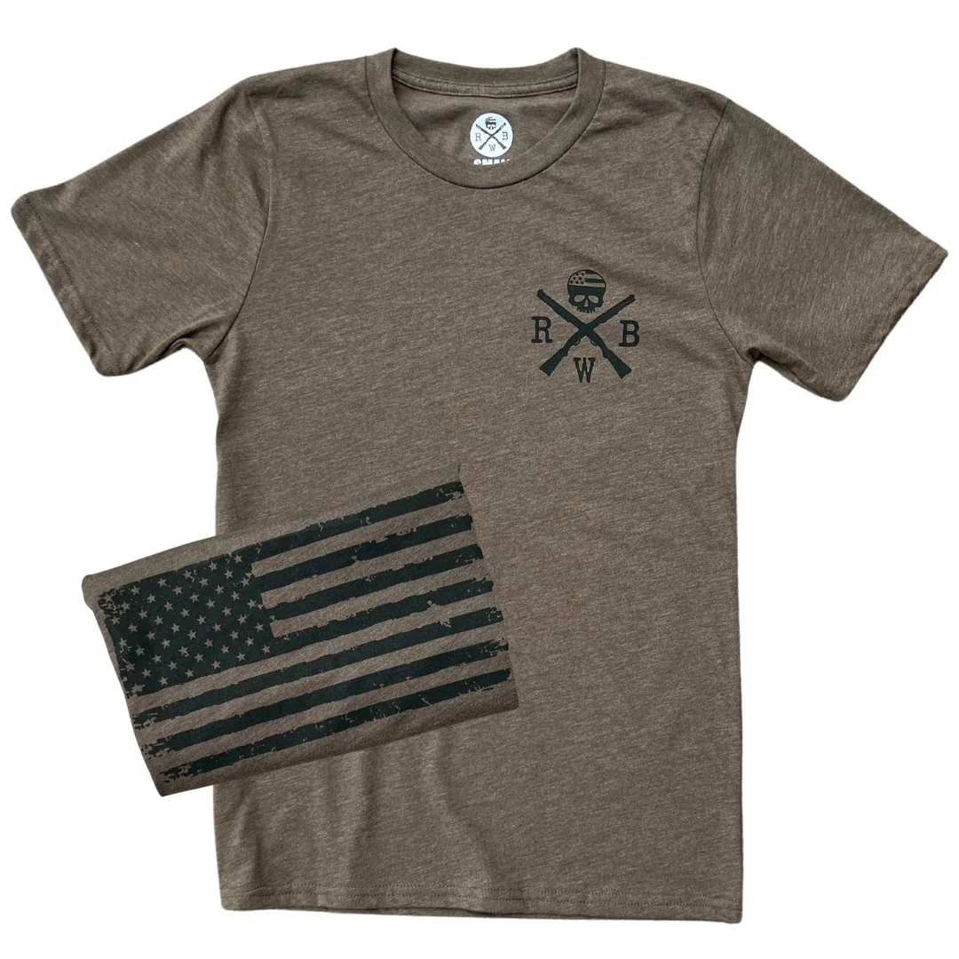 Red White Blue Apparel Men's Old Glory American Flag T Shirt (Olive) posted by ProdOrigin USA in Men's Apparel