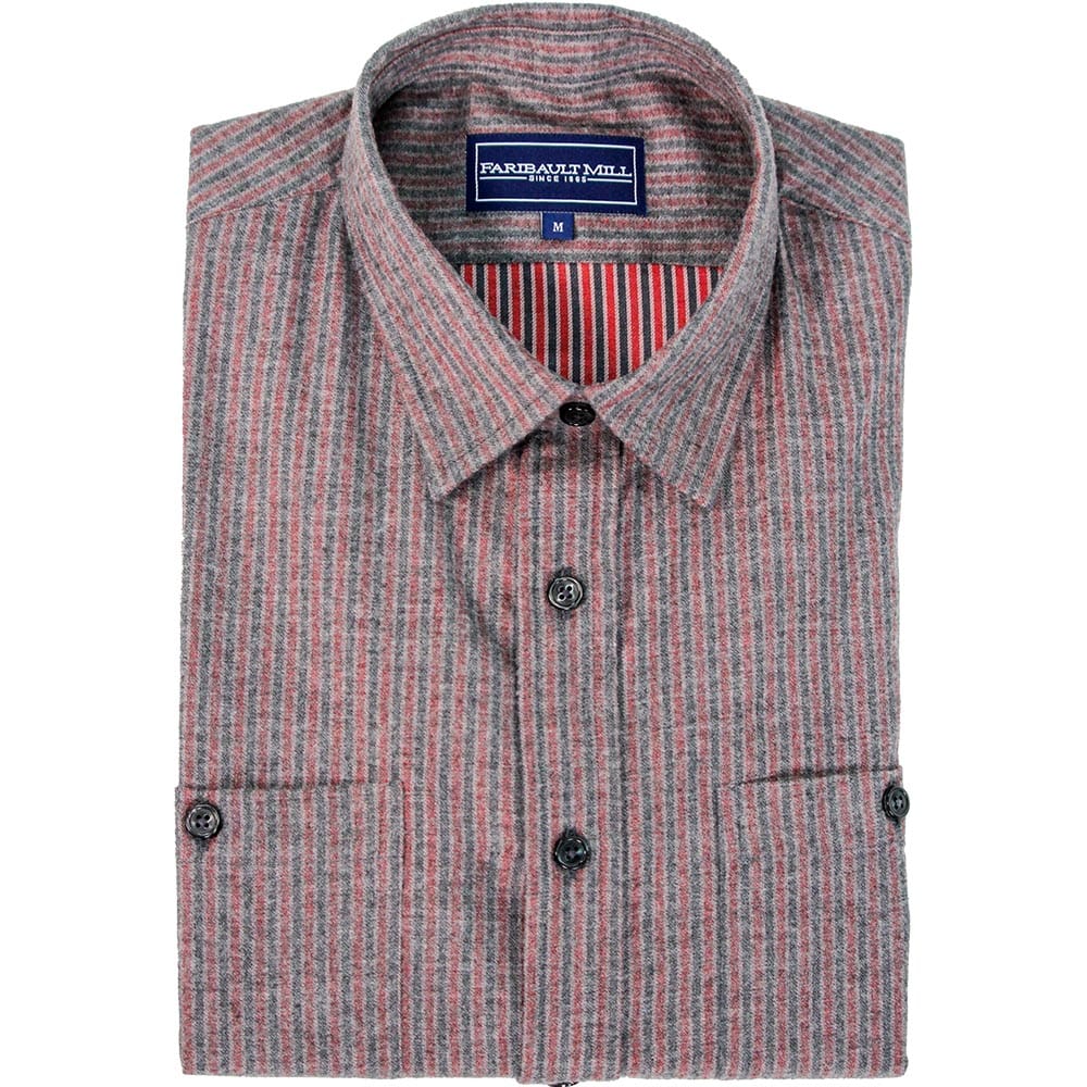 Faribault Men's Washed Stripe Flannel Shirt