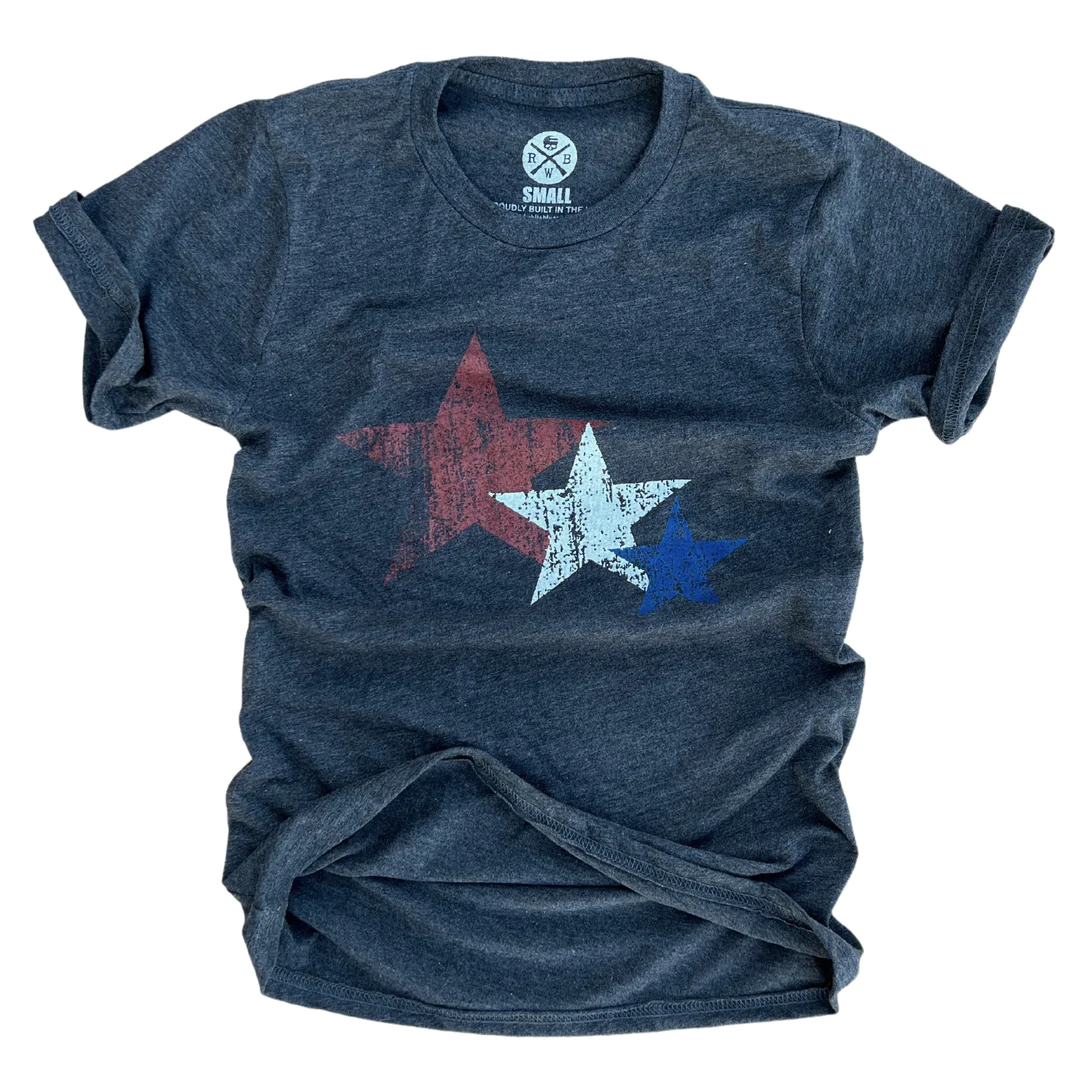 Red White Blue Apparel Women's Red White Blue Stars Patriotic T Shirt posted by ProdOrigin USA in Women's Apparel 