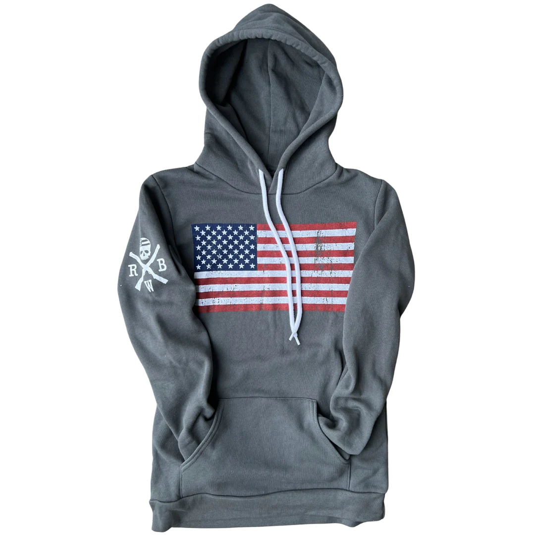 Red White Blue Apparel Women's Red White & Blue American Flag Hooded Sweatshirt posted by ProdOrigin USA in Women's Apparel 