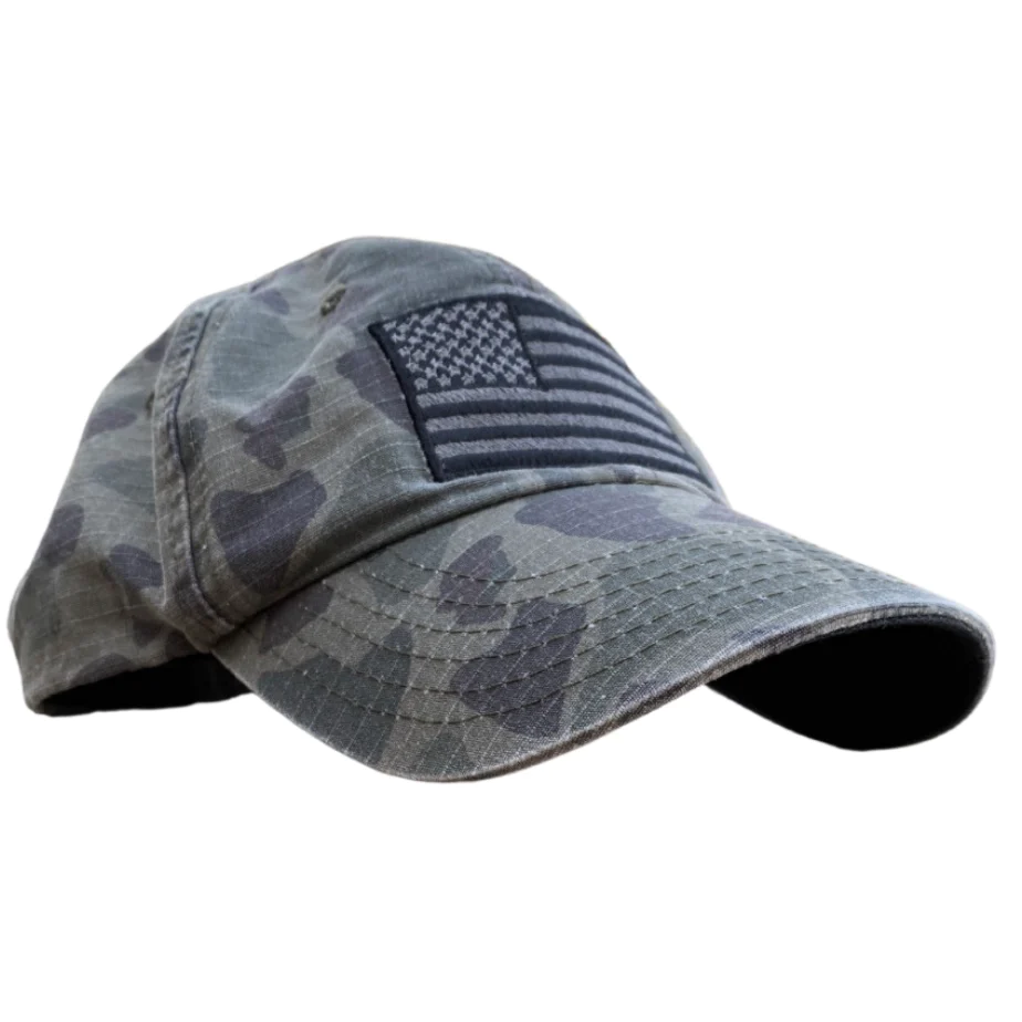 Red White Blue Apparel American Flag Vintage Washed Full Fabric Frog Camouflage Range Hat