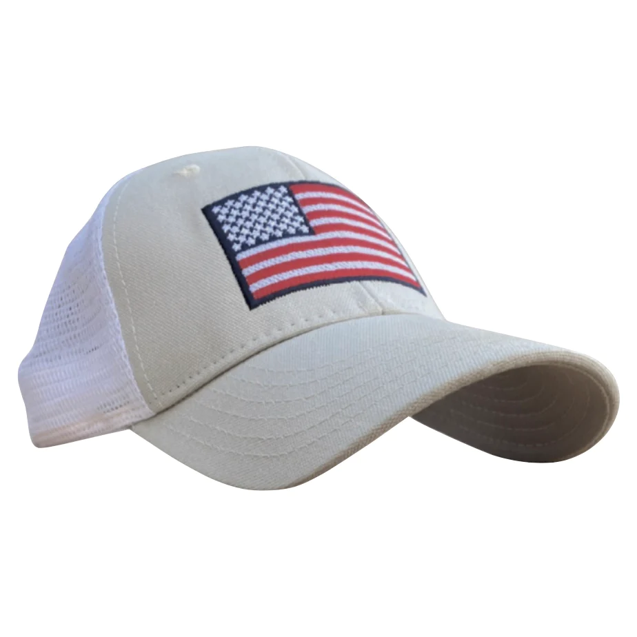 Red White Blue Apparel American Flag Snap Back Off White - Trucker Hat
