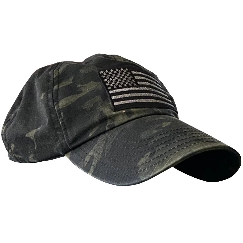Red White Blue Apparel American Flag Vintage Washed Full Fabric Multicam Camouflage - RANGE HAT