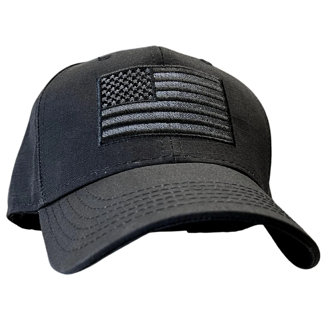 Red White Blue Apparel American Flag Blacked Out Ripstop Full Fabric Snapback Patriotic Trucker Hat posted by ProdOrigin USA in Hats