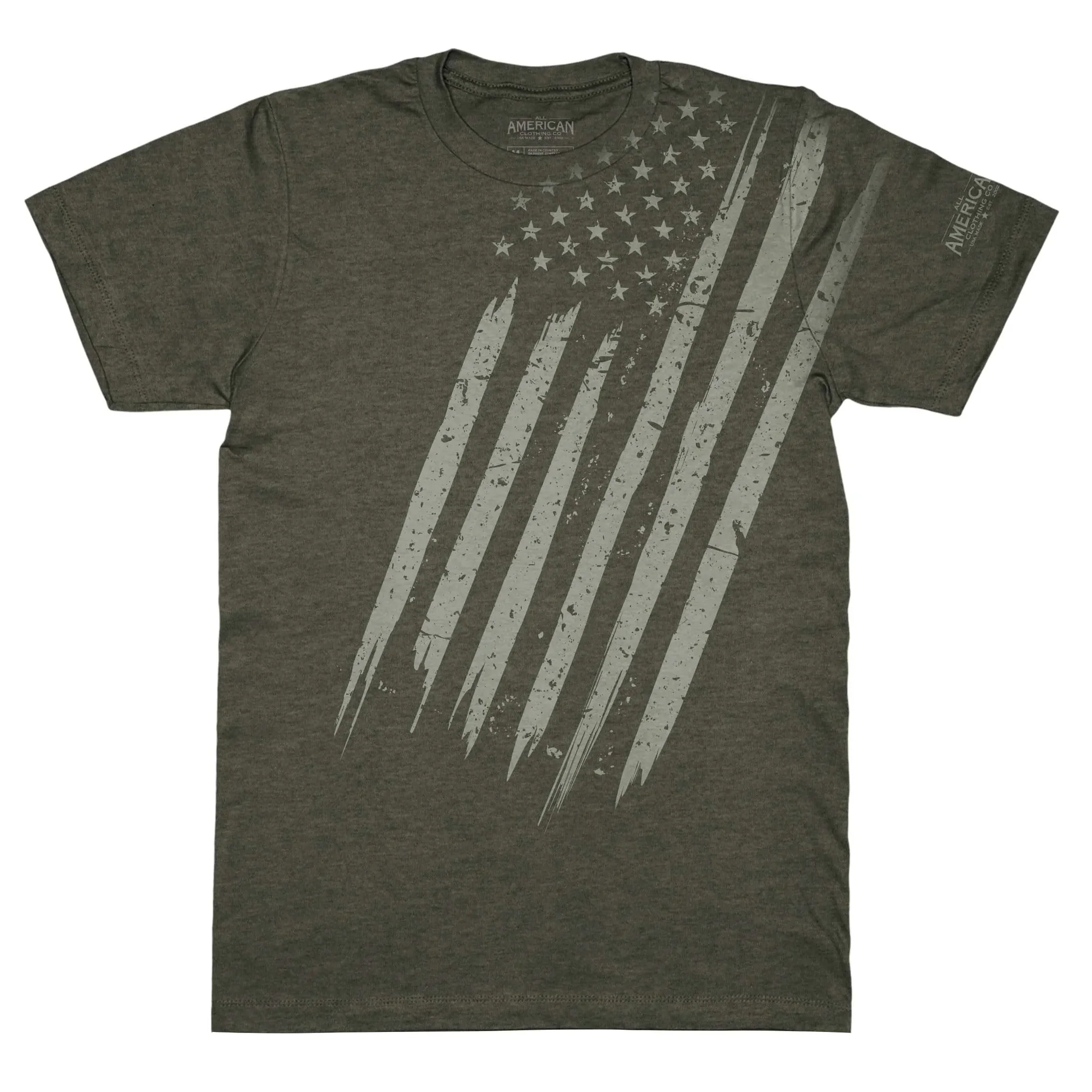 All American Clothing Co. Men's Distressed Shoulder Flag T-Shirt