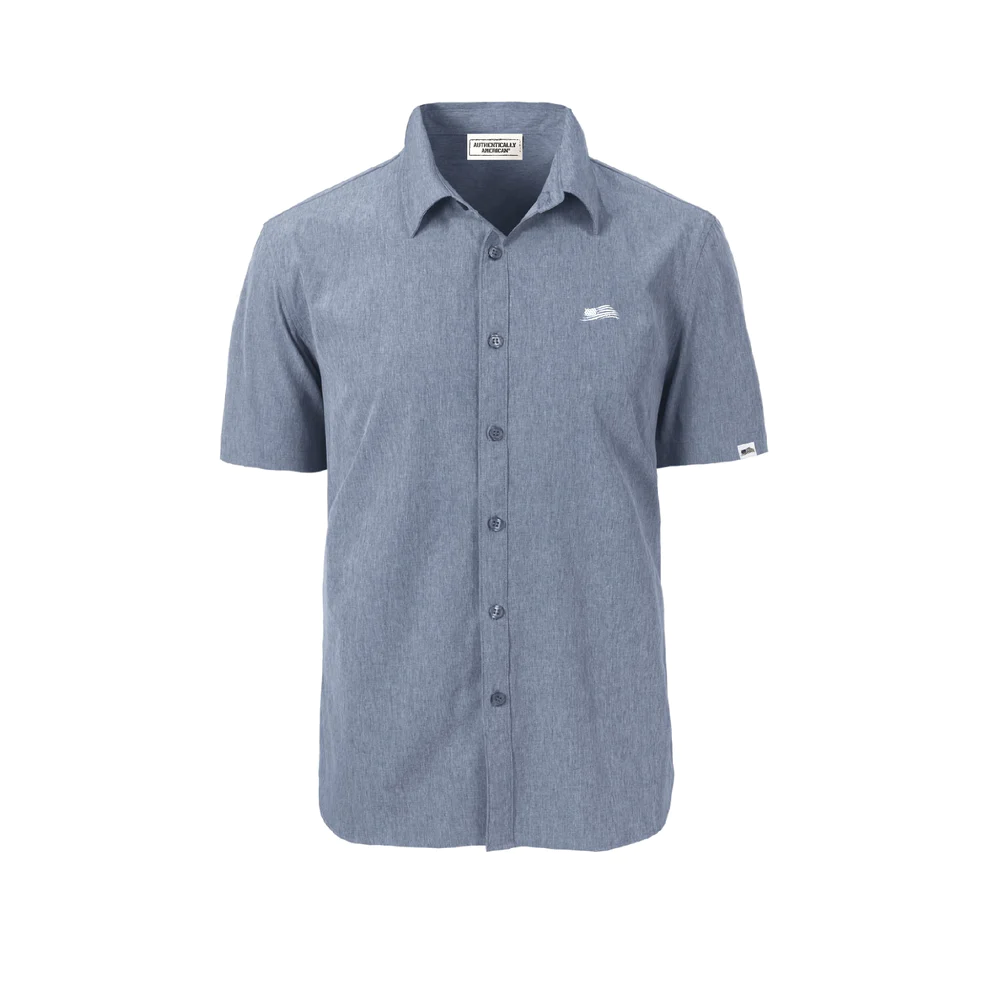Authentically American Chambray Short Sleeve Button Down Shirt posted by ProdOrigin USA in Men's Apparel