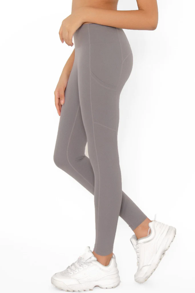 Pineapple Clothing Silver Grey Cassi Side Pockets Workout Leggings