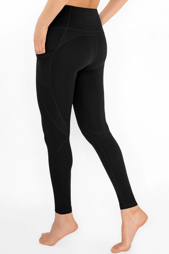 Pineapple Clothing Black Cassi Mesh Pockets Workout Leggings posted by ProdOrigin USA in Women's Apparel 