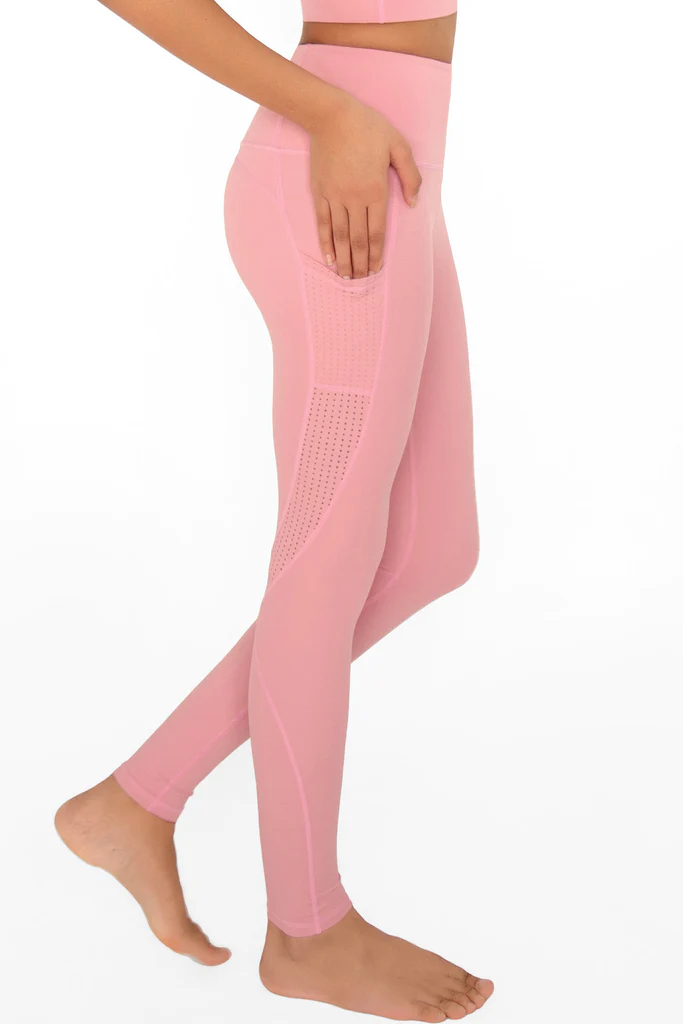 Pineapple Clothing Dusty Pink Cassi Mesh Pockets Workout Legging