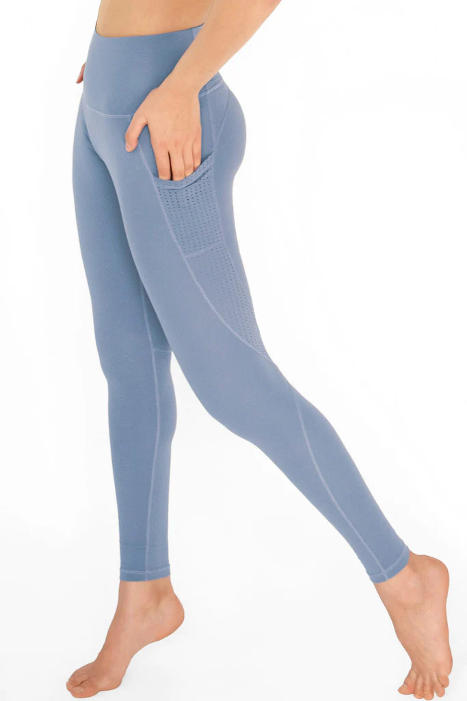 Pineapple Clothing Sky Blue Cassi Mesh Pockets Workout Legging posted by ProdOrigin USA in Women's Apparel 