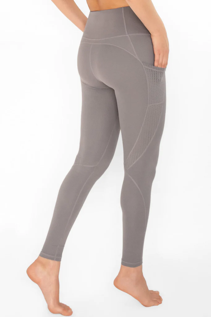 Pineapple Clothing Silver Grey Cassi Mesh Pockets Workout Legging posted by ProdOrigin USA in Women's Apparel 