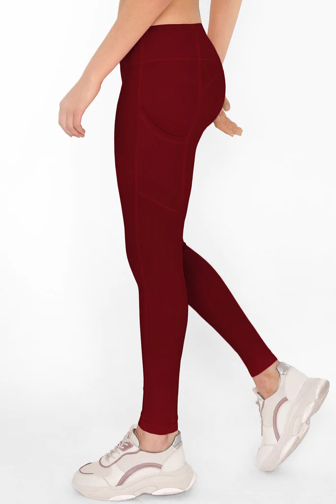 Pineapple Clothing Maroon Side Pockets Workout Legging