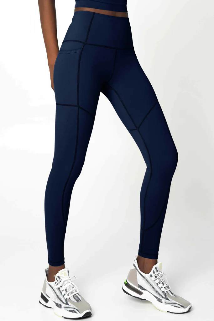 Pineapple Clothing Navy Blue Cassi Three Pockets Workout Legging posted by ProdOrigin USA in Women's Apparel 
