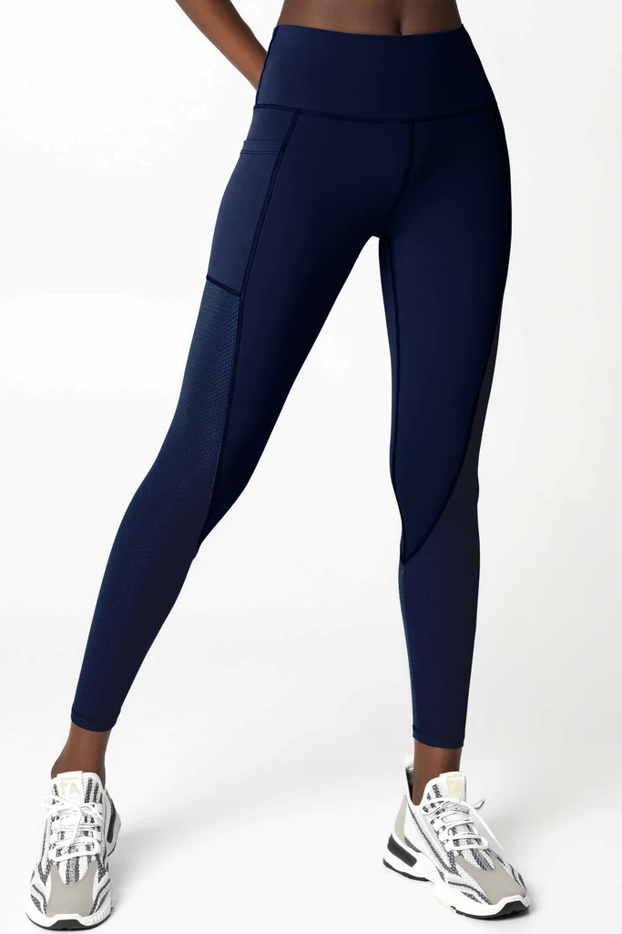 Pineapple Clothing Navy Blue Cassi Mesh Panels Pockets Workout Legging